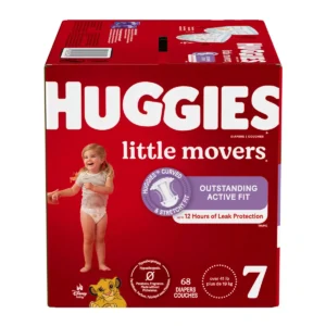 Huggies Little Movers Baby Disposable Diapers – Size 7 (68 Count)