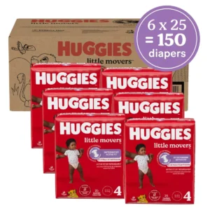Huggies Little Movers Baby Disposable Diapers – Size 4 (150 Count)