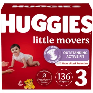 Huggies Little Movers Baby Disposable Diapers – Size 3 (136 Count)